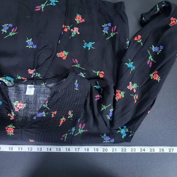 Old Navy Womens Floral Top Black Size Large Boho Long Sleeve Feminine Flowy - Picture 6 of 7